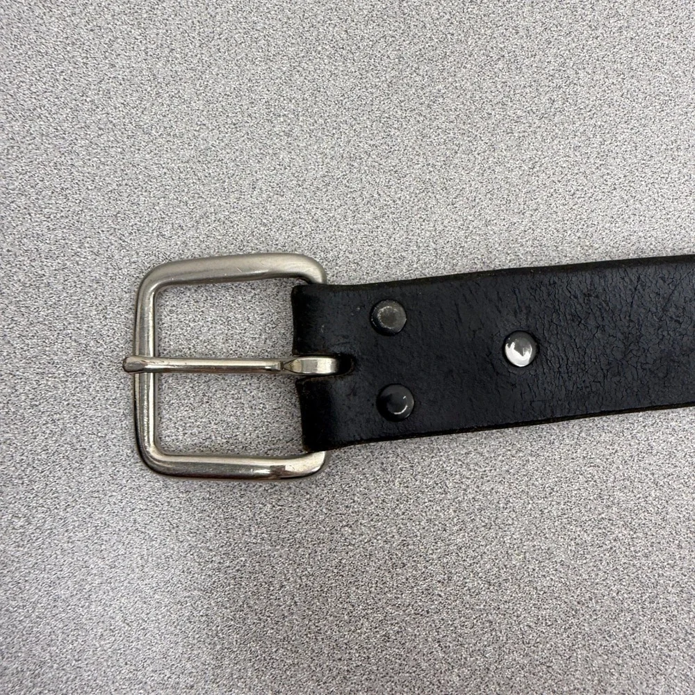 Wrangler Belt Mens 32 Black Leather Western Workwear Casual Rugged Silver Buckle